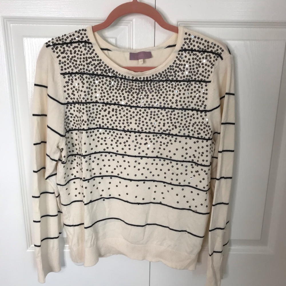Francesca’s Harper Sequin-Front Pullover - Ivory,… - image 2